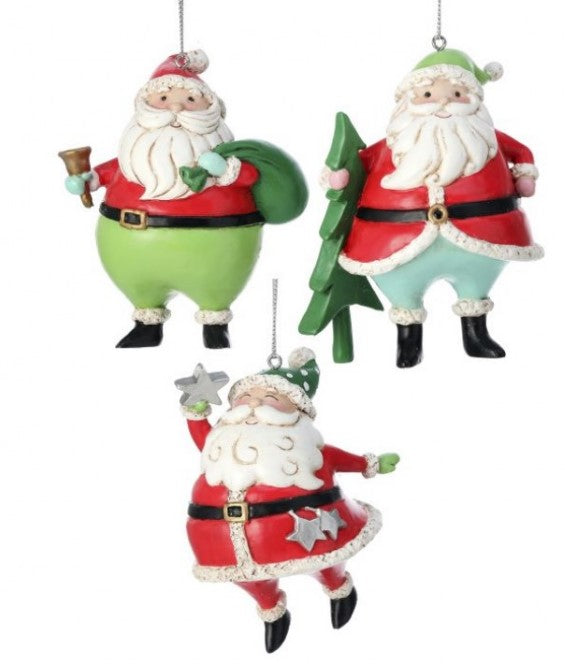 4" Resin Jolly Santa Ornament - Choice of one of 3 Styles