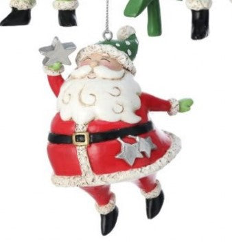 4" Resin Jolly Santa Ornament - Choice of one of 3 Styles