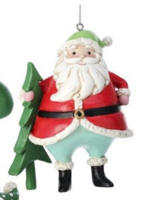 4" Resin Jolly Santa Ornament - Choice of one of 3 Styles