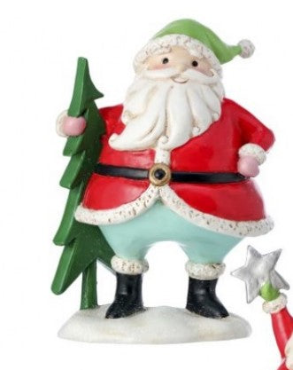 7.5" Resin Jolly Santa - Choose from Santa with  Star or Tree