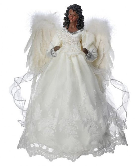 16" Fabric with Lace Black Angel Tree Topper