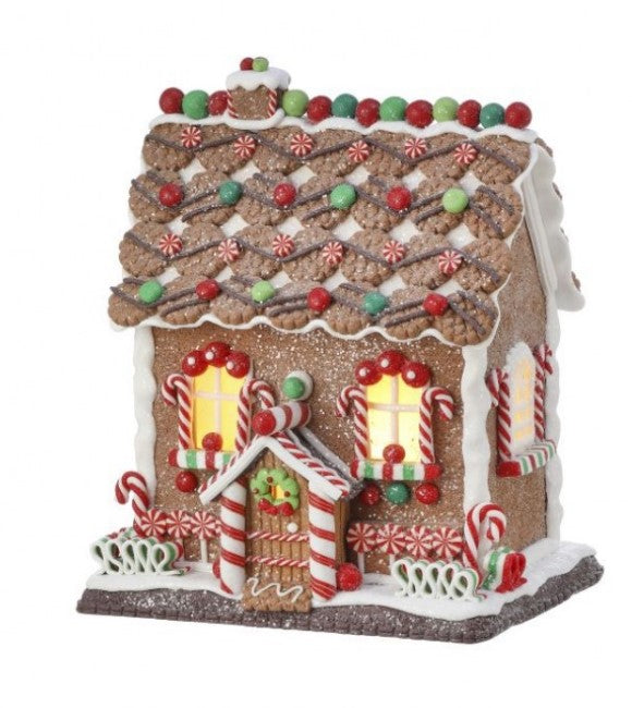 10" LED Timer Lighted Holiday Sweets House with Battery