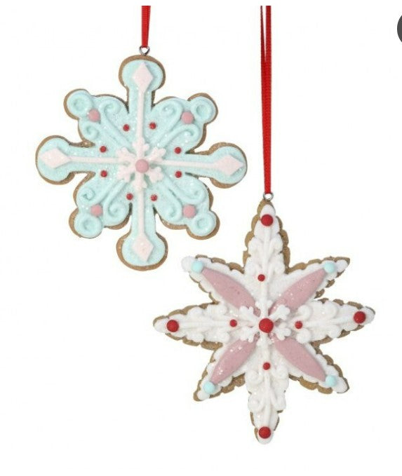 4.5" Clay Cookie Snowflake Ornament - Set of 2