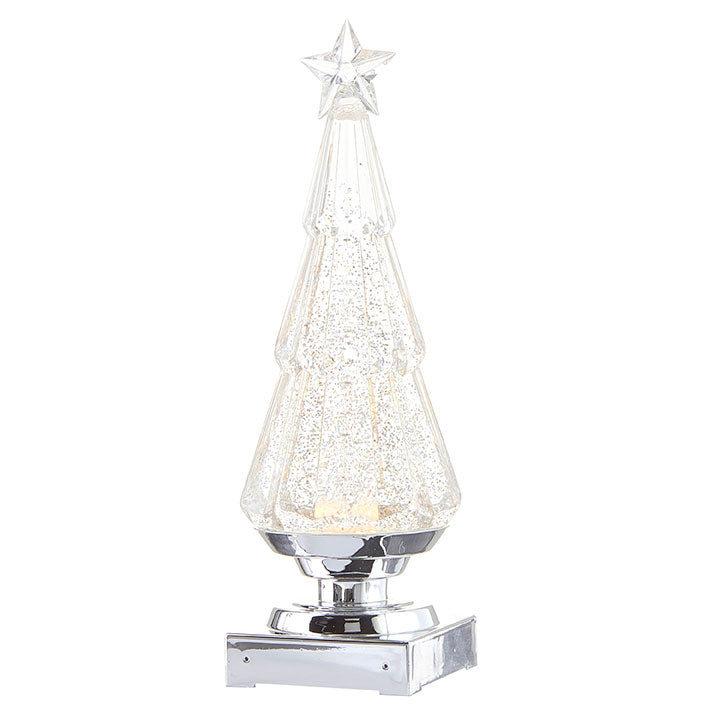 RAZ 11.75" LIGHTED TREE WITH SILVER SWIRLING GLITTER