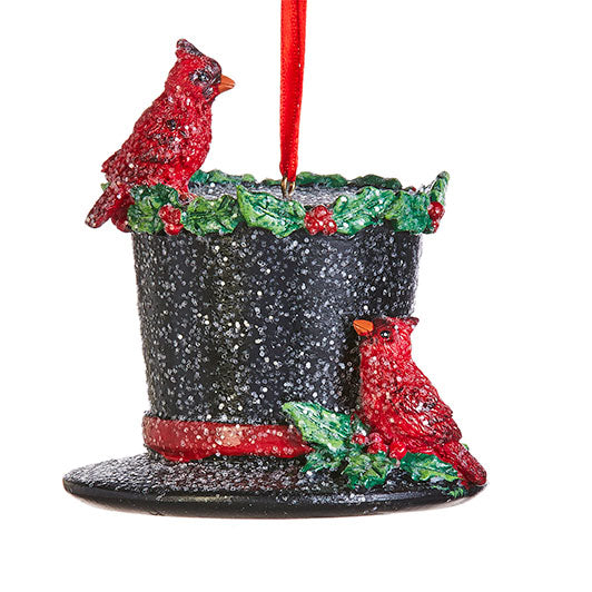 3" Top Hat with Cardinal Ornament