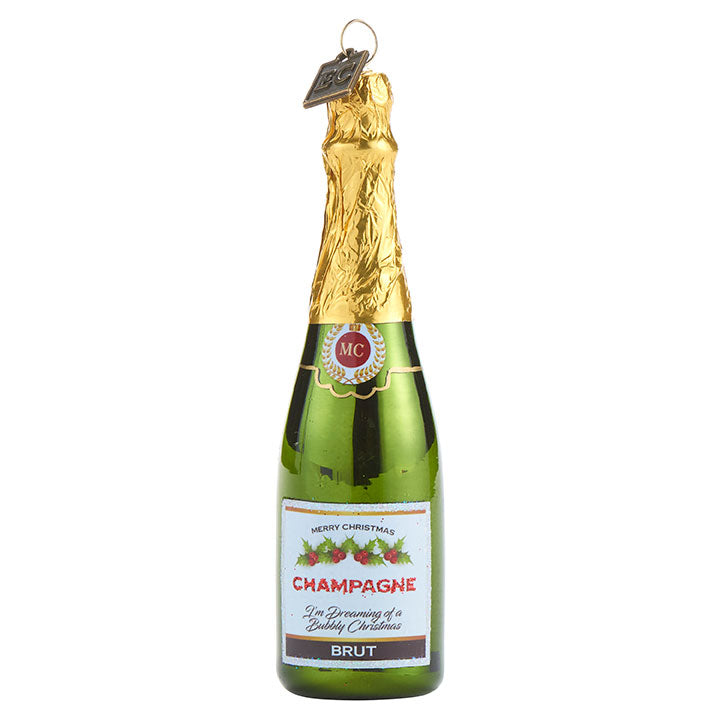 EC 5" Merry Christmas Champagne Ornament