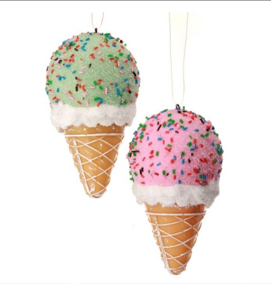 4" Plastic Ice Cream Cone Ornaments