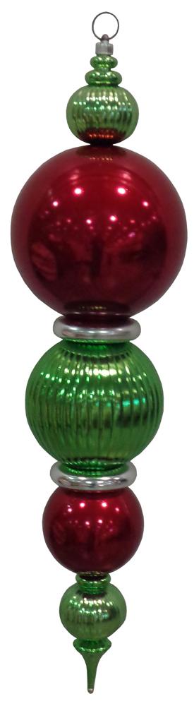 38" Giant Commercial Shatterproof Finials, Red/Silver Multi