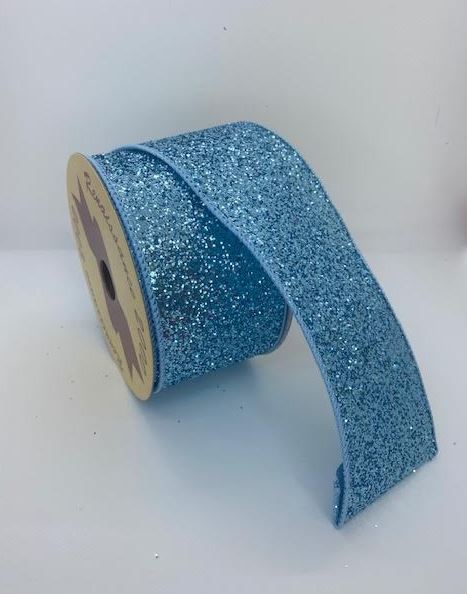 2.5 in x 10 yards Blue Glitter Ribbon