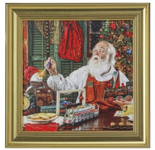 16"X16" Framed Workshop Santa Painting