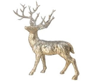 22" Resin Glitter Standing Champagne Leaf Deer