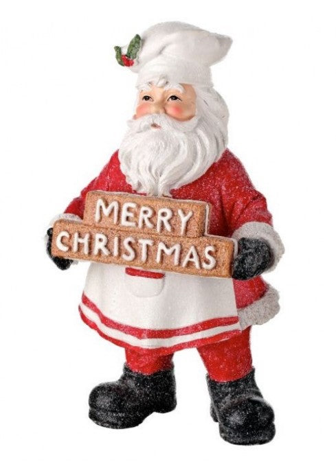 7.5" RESIN "MERRY CHRISTMAS" Chef Santa