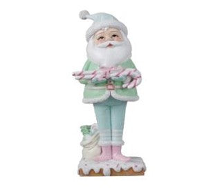 9.5"RESIN Pastel Santa with Candy Canes
