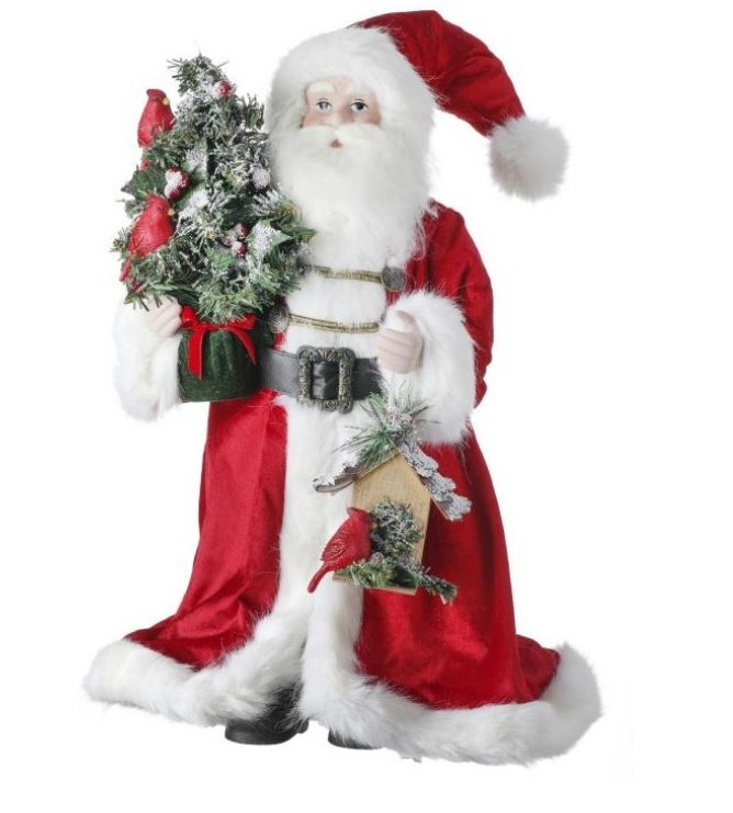 18'' Santa with Cardinal Tree & Bird House