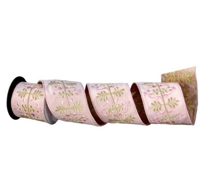 4”X5Y Embossed Leaf Scroll Velvet Ribbon