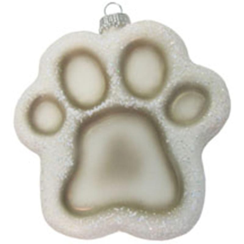 Glass 4" Paw Print Ornament