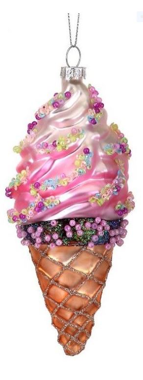 6" Glass Soft Serve Ice Cream Cone Ornament