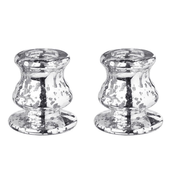 RAZ 2.5"X2.5" CHAMPAGNE MERCURY GLASS TAPER CANDLE HOLDER