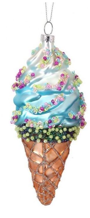 6" Glass Soft Serve Ice Cream Cone Ornament