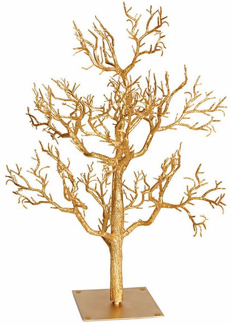 32 INCH GLITTERED TWIG TREES IN  GOLD