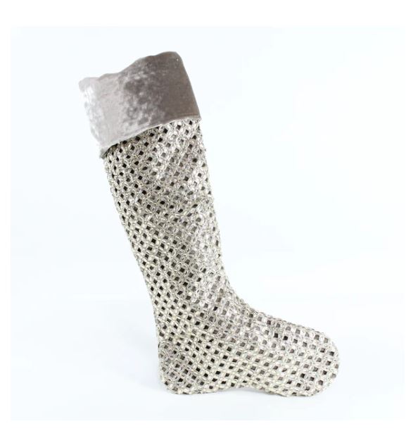 26" Jeweled Border Stocking - Platinum