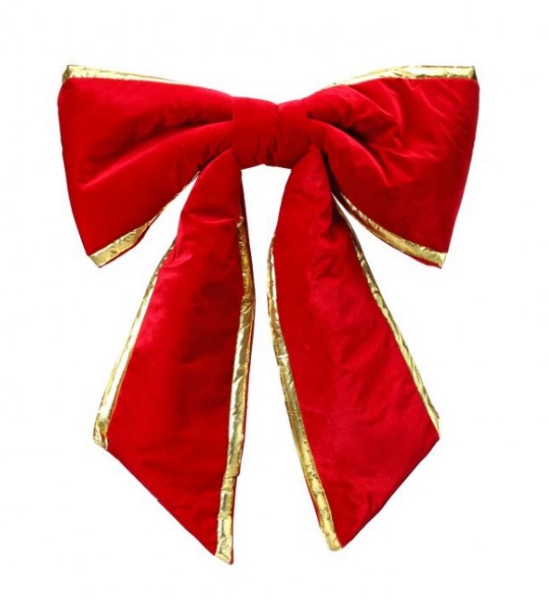 48" Wire Outdoor Padded Gold Trim Velvet Bow UV-Resistance