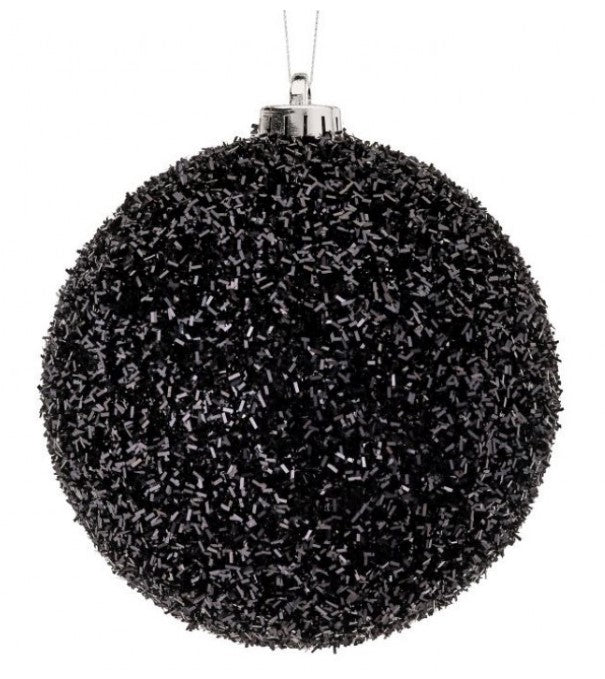 150MM Glamor GLitter Ball Ornament - Box of 2 - Black