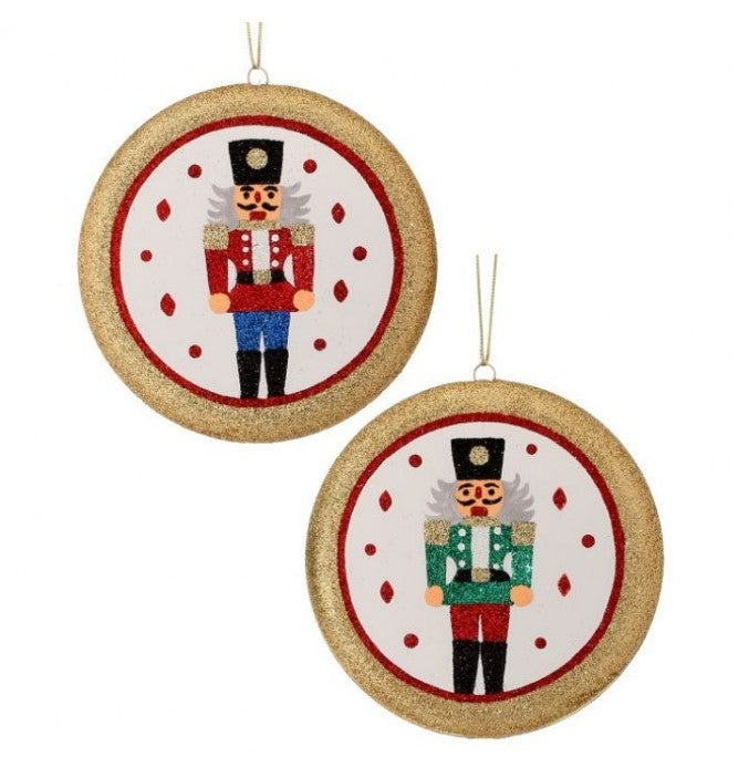 150MM Glitter Nutcracker Disc Ornament - Choice of 2 Ornaments