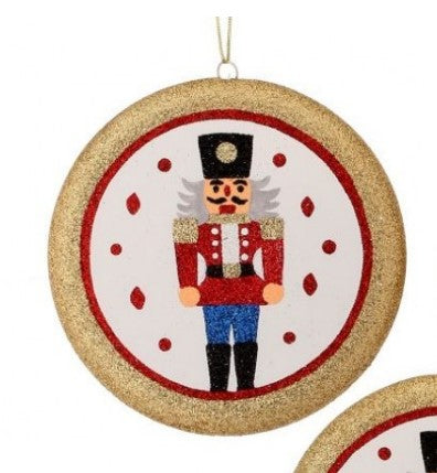 150MM Glitter Nutcracker Disc Ornament - Choice of 2 Ornaments