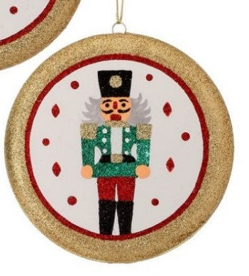 150MM Glitter Nutcracker Disc Ornament - Choice of 2 Ornaments