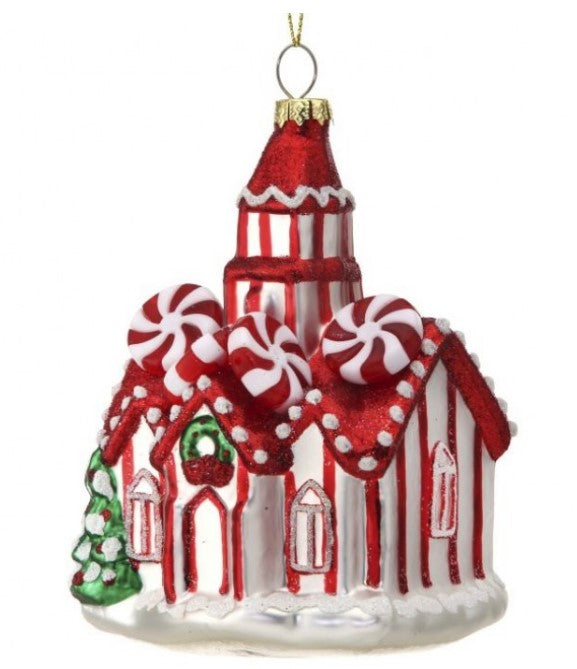 5" Glass Candy Castle Ornament