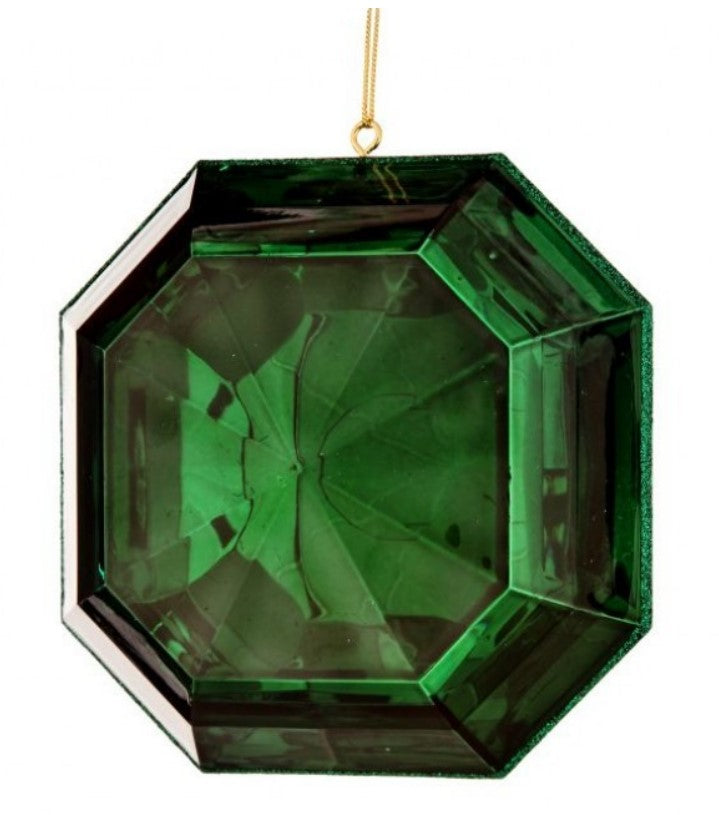 6" Acrylic Square Precious Gem Ornament -Green