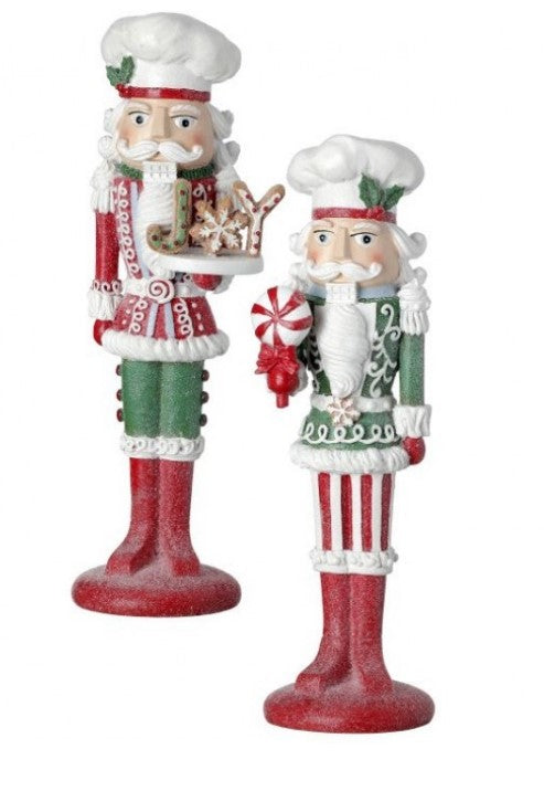 11.5" RESIN Red and White CANDY NUTCRACKER - Choice of Style