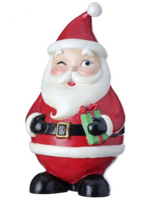 12" Resin Standing Winking Jolly Santa