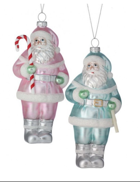 6.25"Glass Sprinkles Santa Ornament