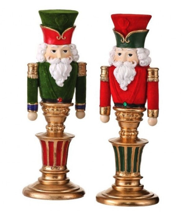 9" Resin Bavarian Nutcracker on Pedestal - Choice of 2 Styles